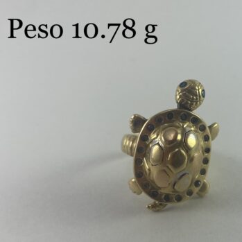 Anillo con diseño de tortuga y circones