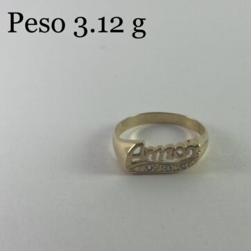 Anillo con diseño de circones y palabra "Amor"